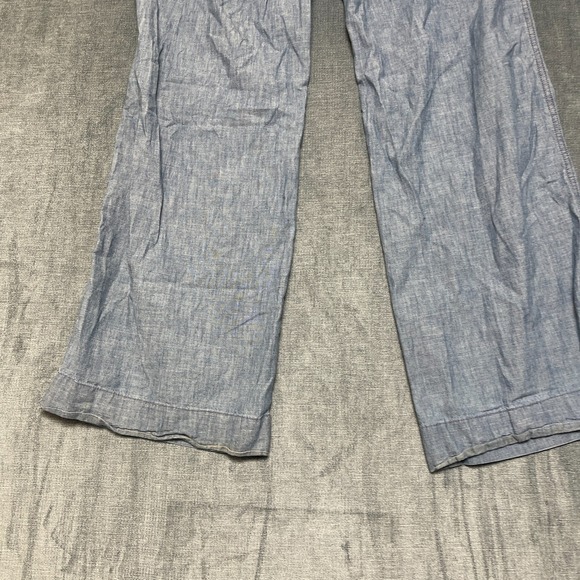 Gap Wide Leg Pants Women 4 Blue Cotton Chambray Mid Rise Relaxed Fit Resort Wear - Picture 15 of 16